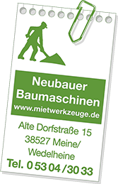 Mietwerkzeuge Baumaschinen Neubauer - Startseite